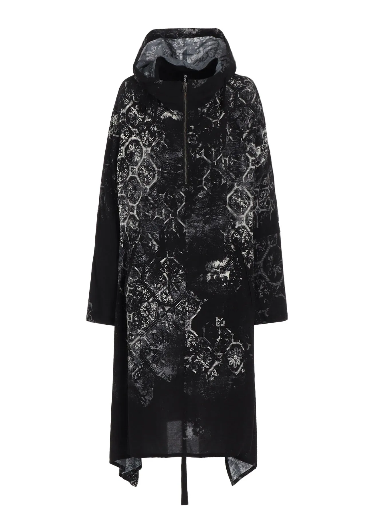 RAYON PRINT TILE PATTERN SIDE CUT-OUT DRESSES