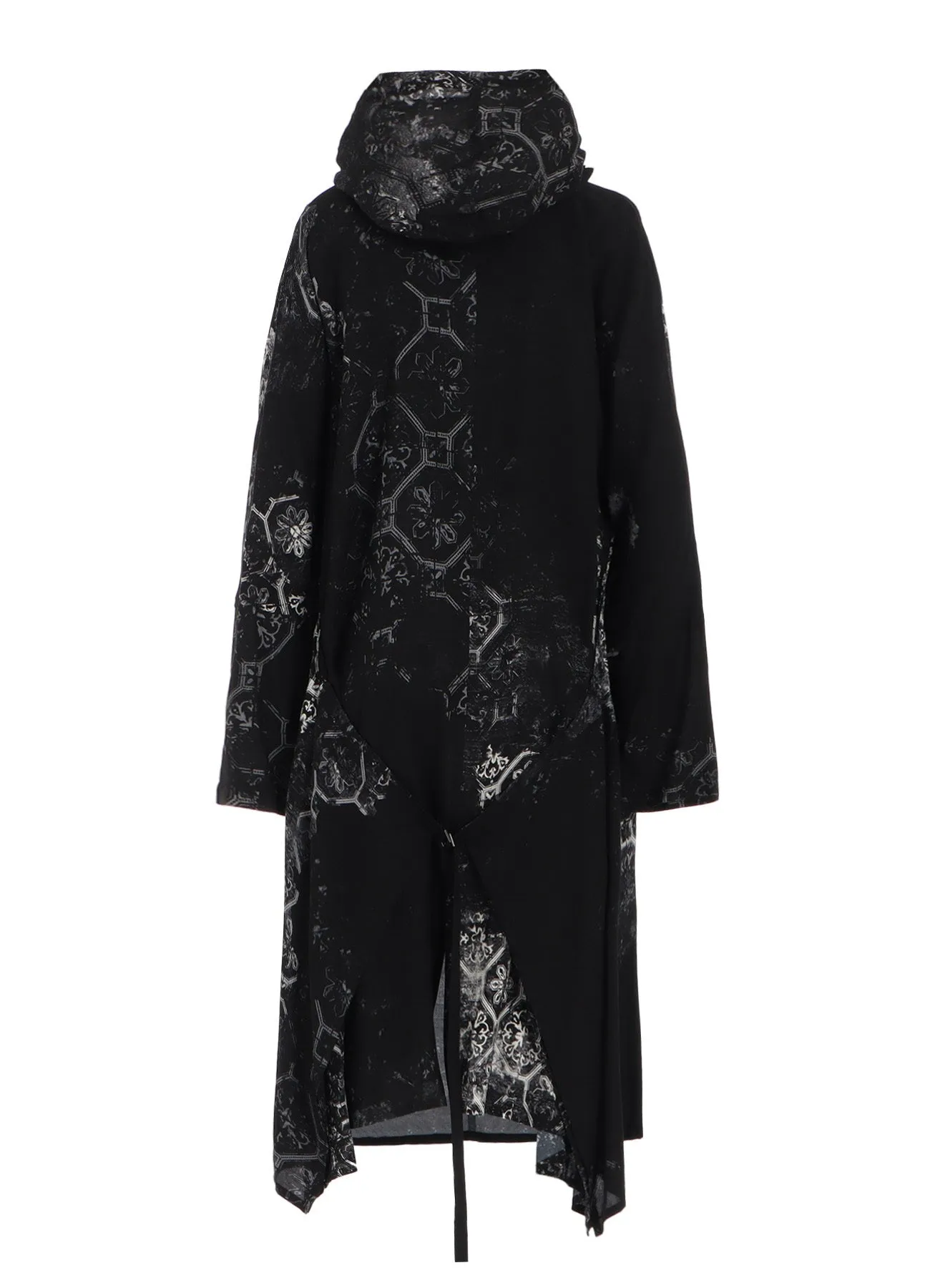 RAYON PRINT TILE PATTERN SIDE CUT-OUT DRESSES