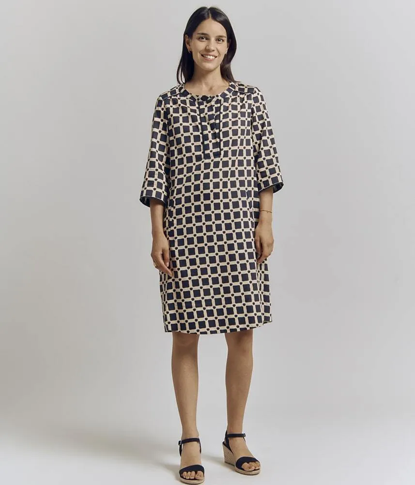 REBECCA PRINTED STRAIGHT LOOSE DRESS