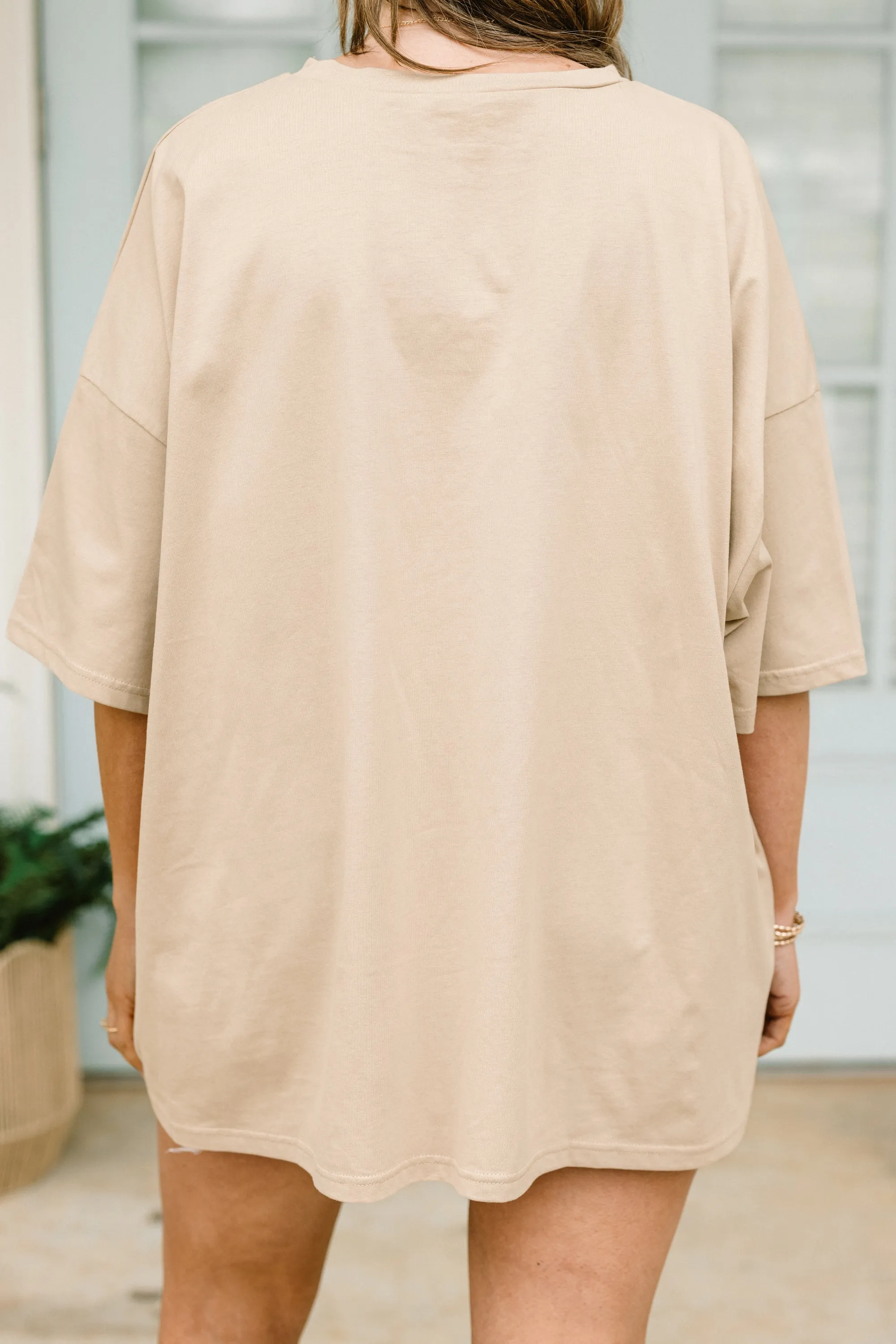 Retro Rebel Boyfriend Tee, Light Mocha