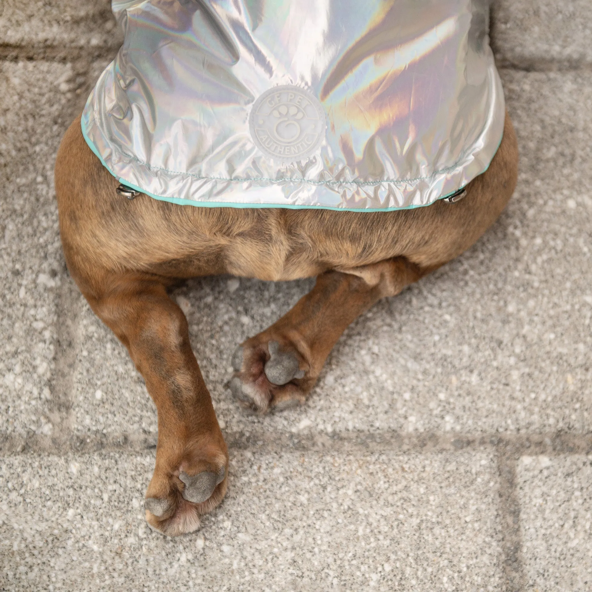Reversible Raincoat - Neon Aqua w/ Iridescent Side