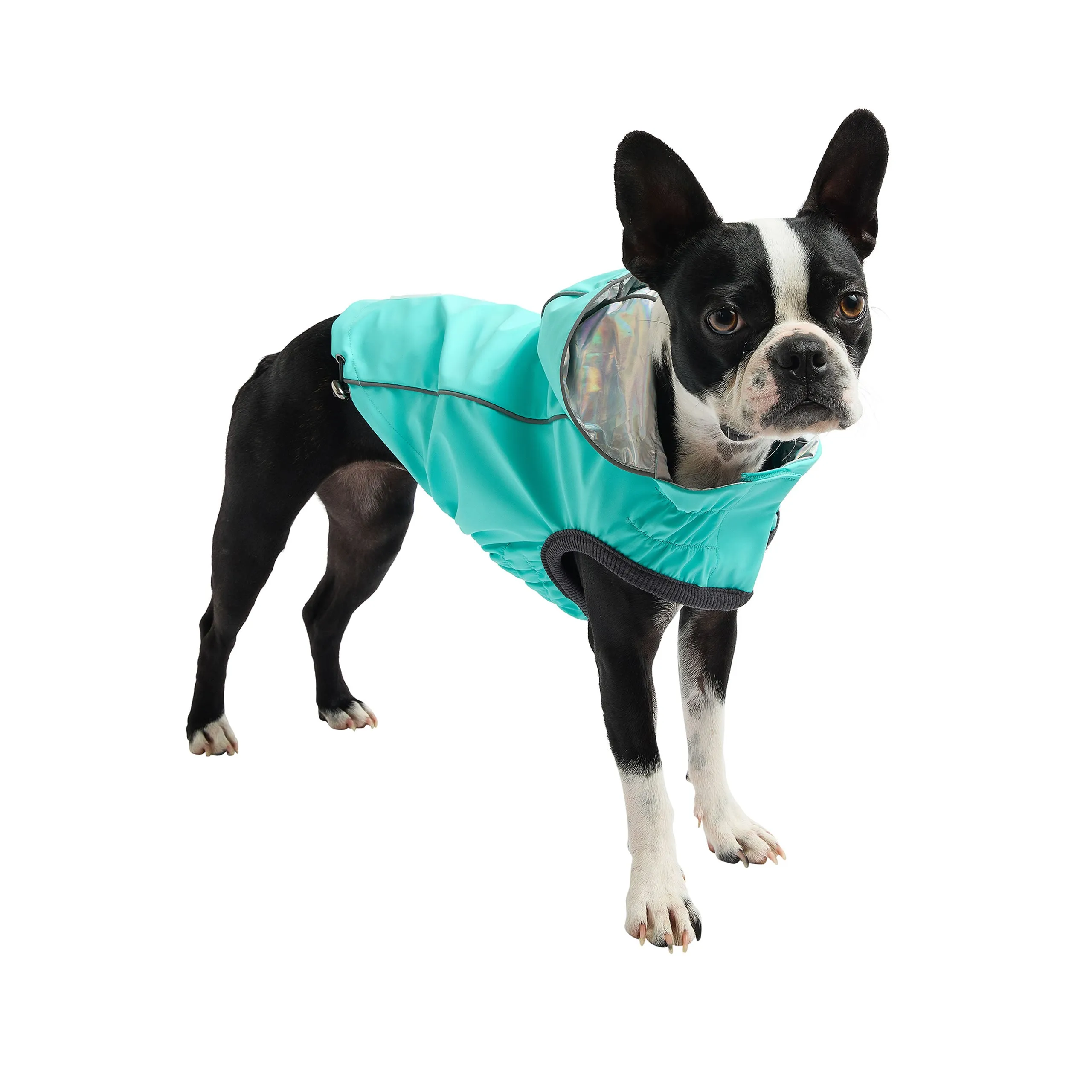 Reversible Raincoat - Neon Aqua w/ Iridescent Side