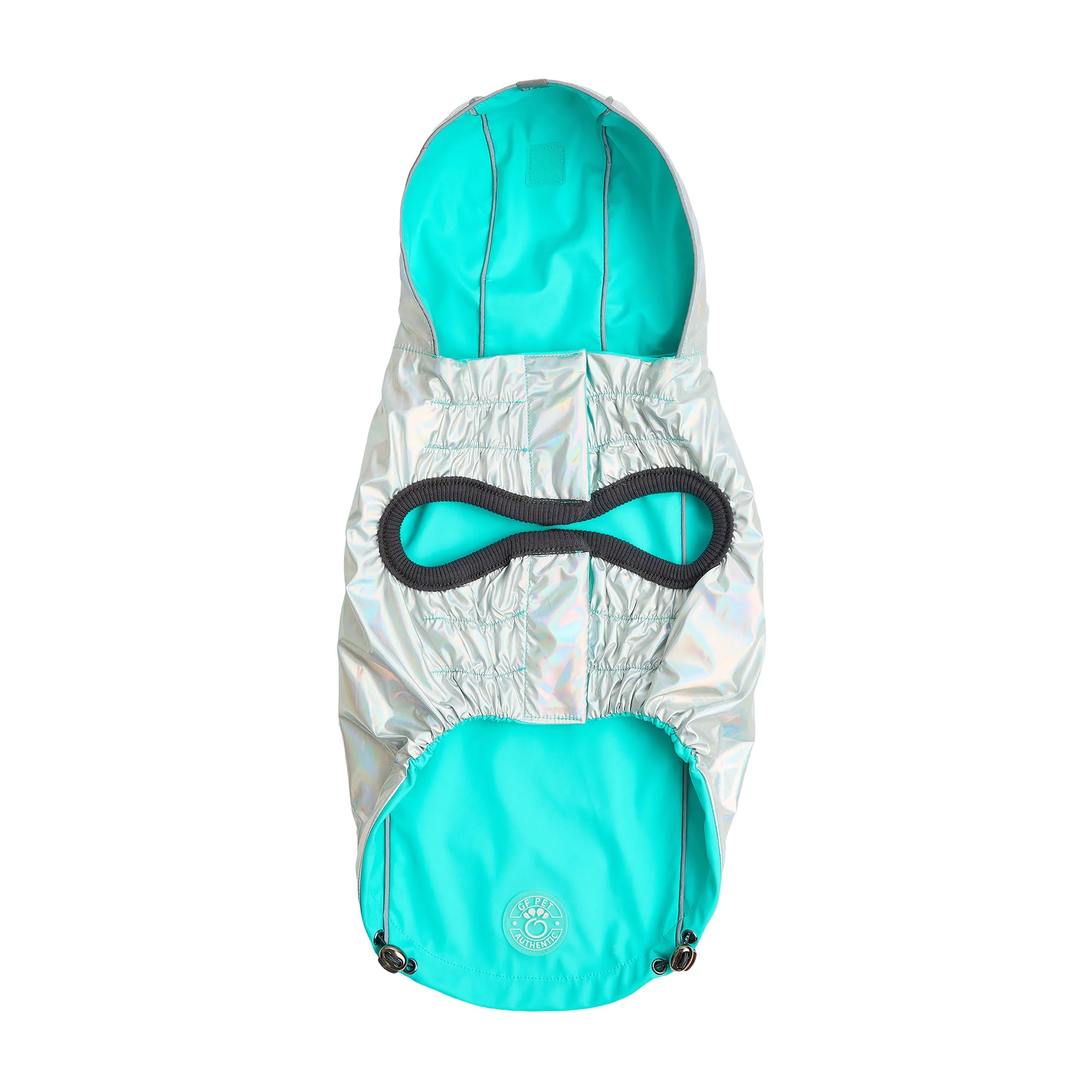 Reversible Raincoat - Neon Aqua w/ Iridescent Side