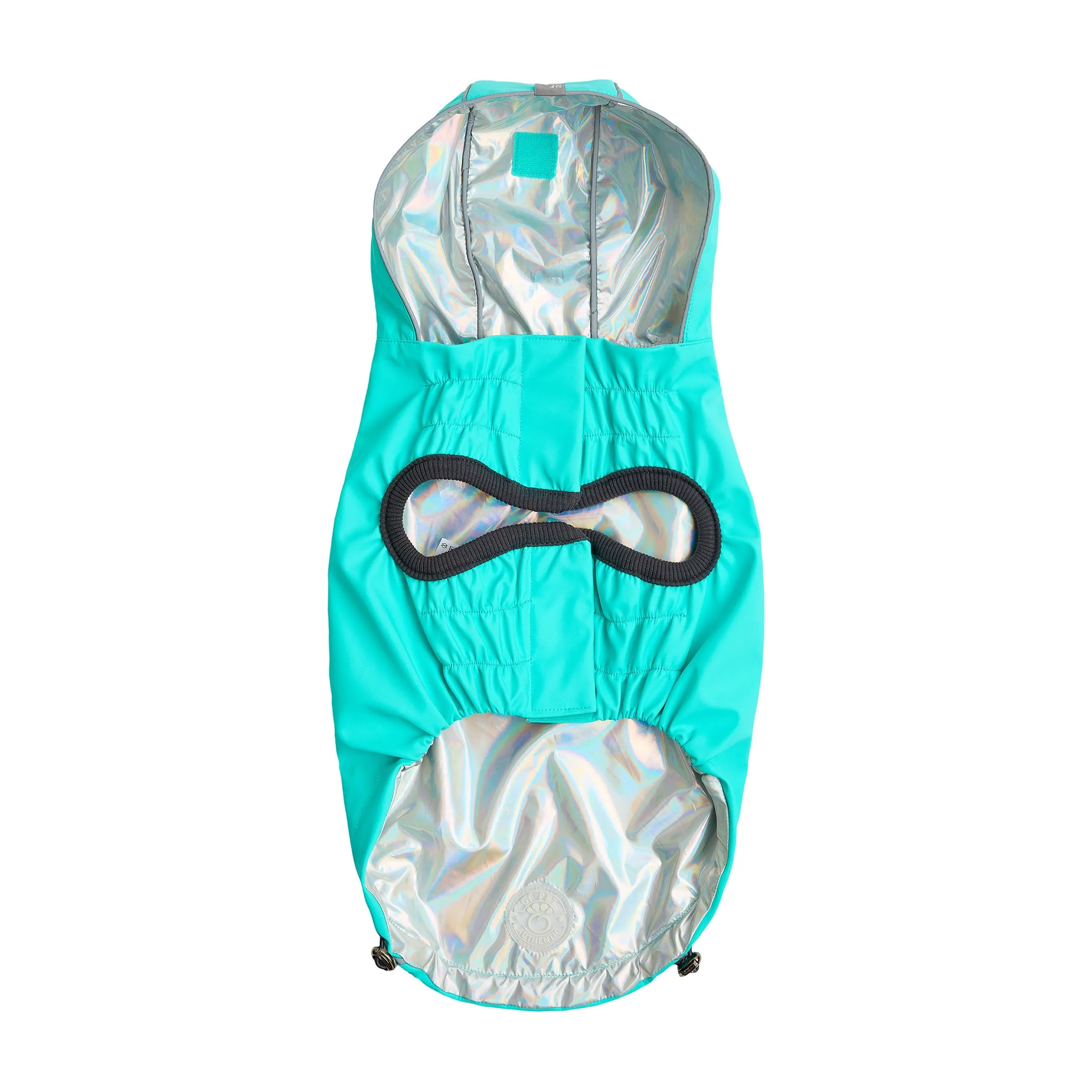 Reversible Raincoat - Neon Aqua w/ Iridescent Side
