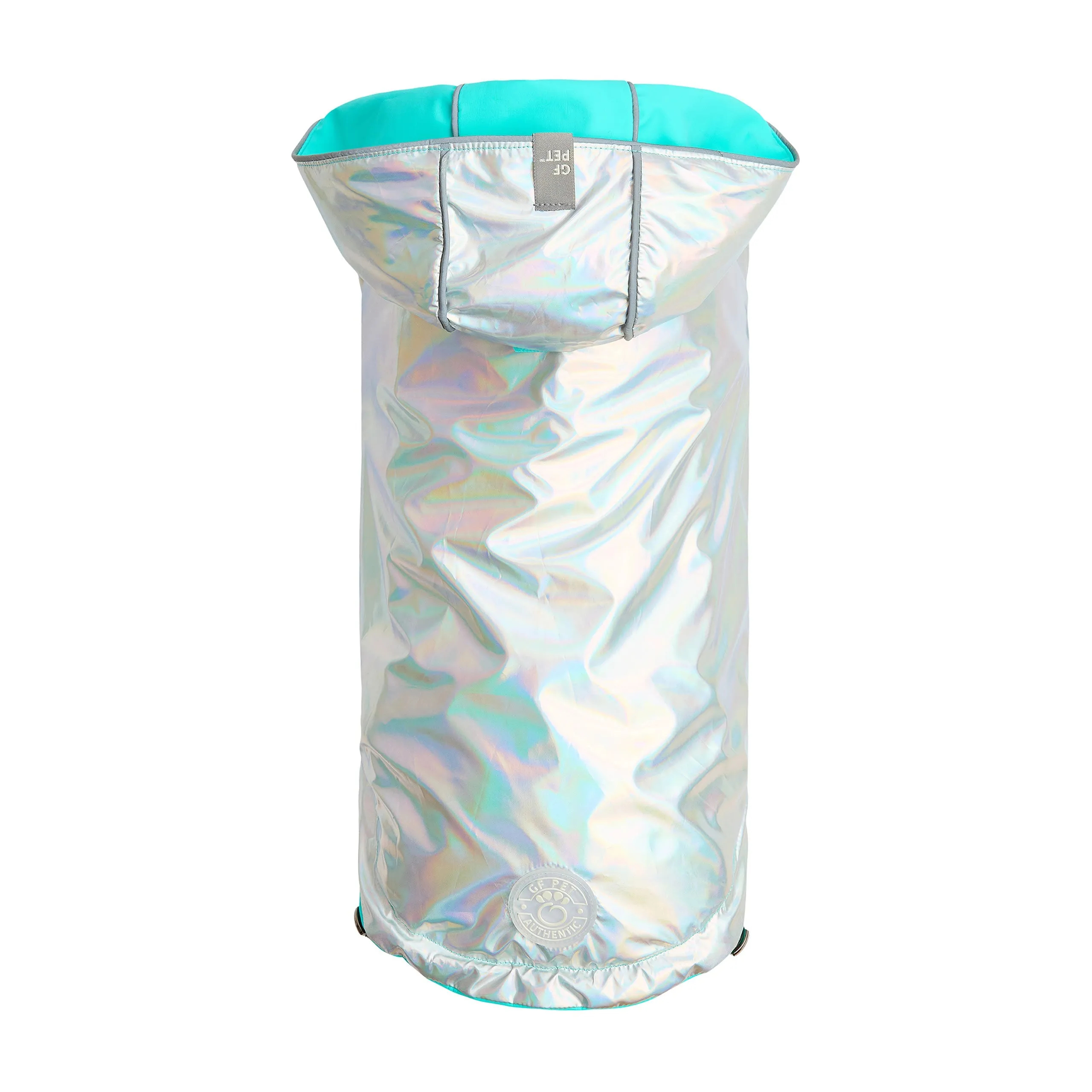 Reversible Raincoat - Neon Aqua w/ Iridescent Side