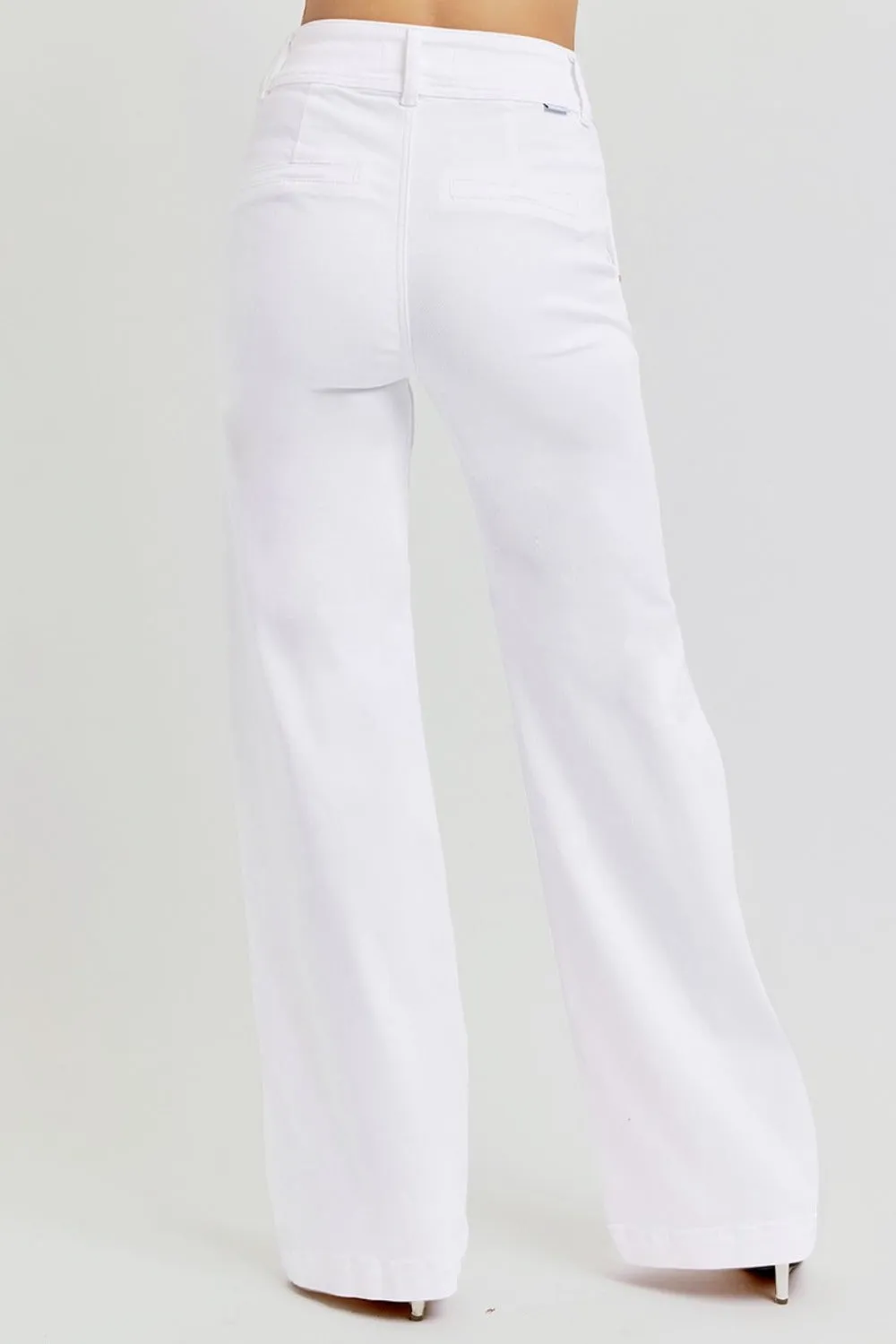 RISEN Tummy Control Double Button Wide Leg Jeans