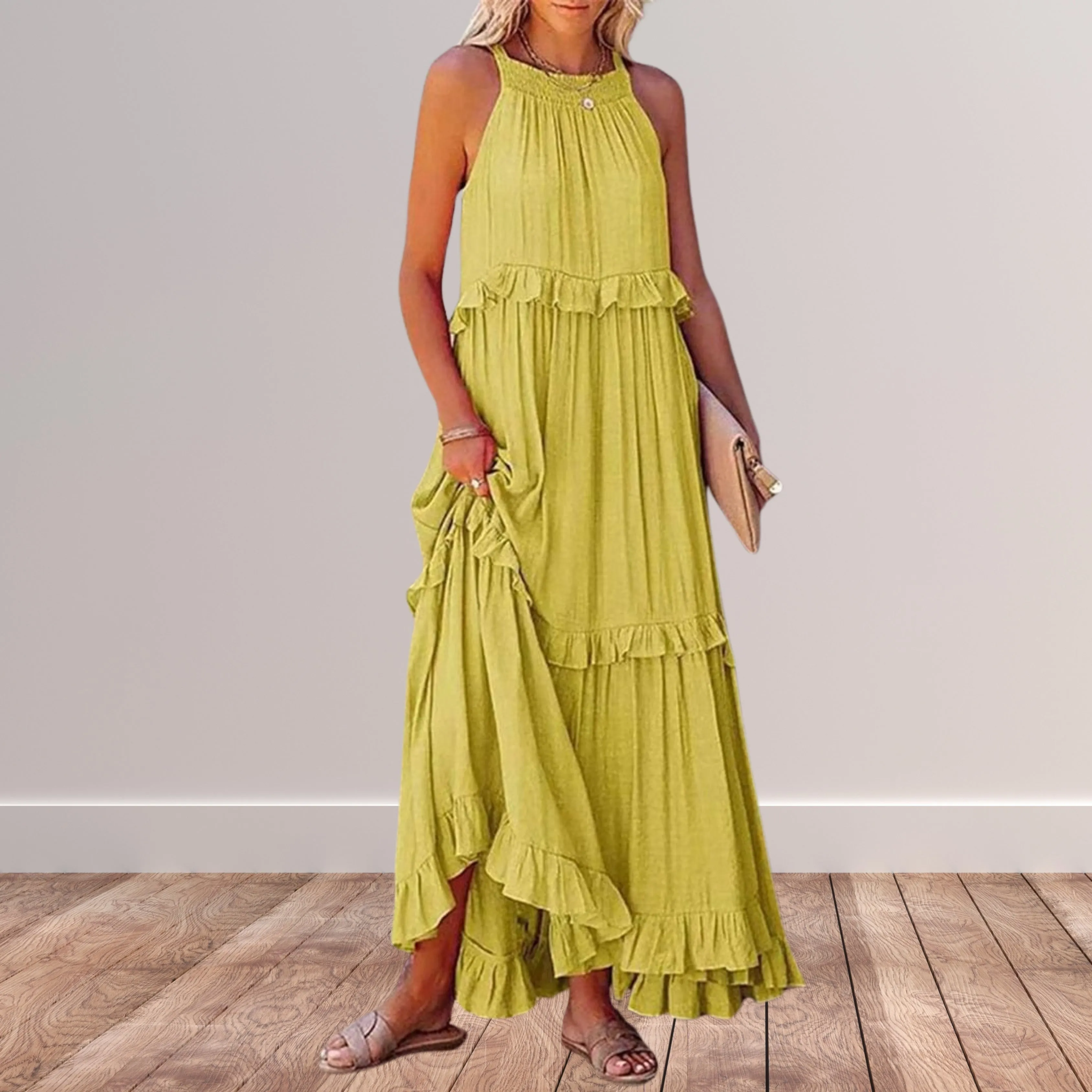 Rita® | Women's Festive Yellow Dress Loose Maxi