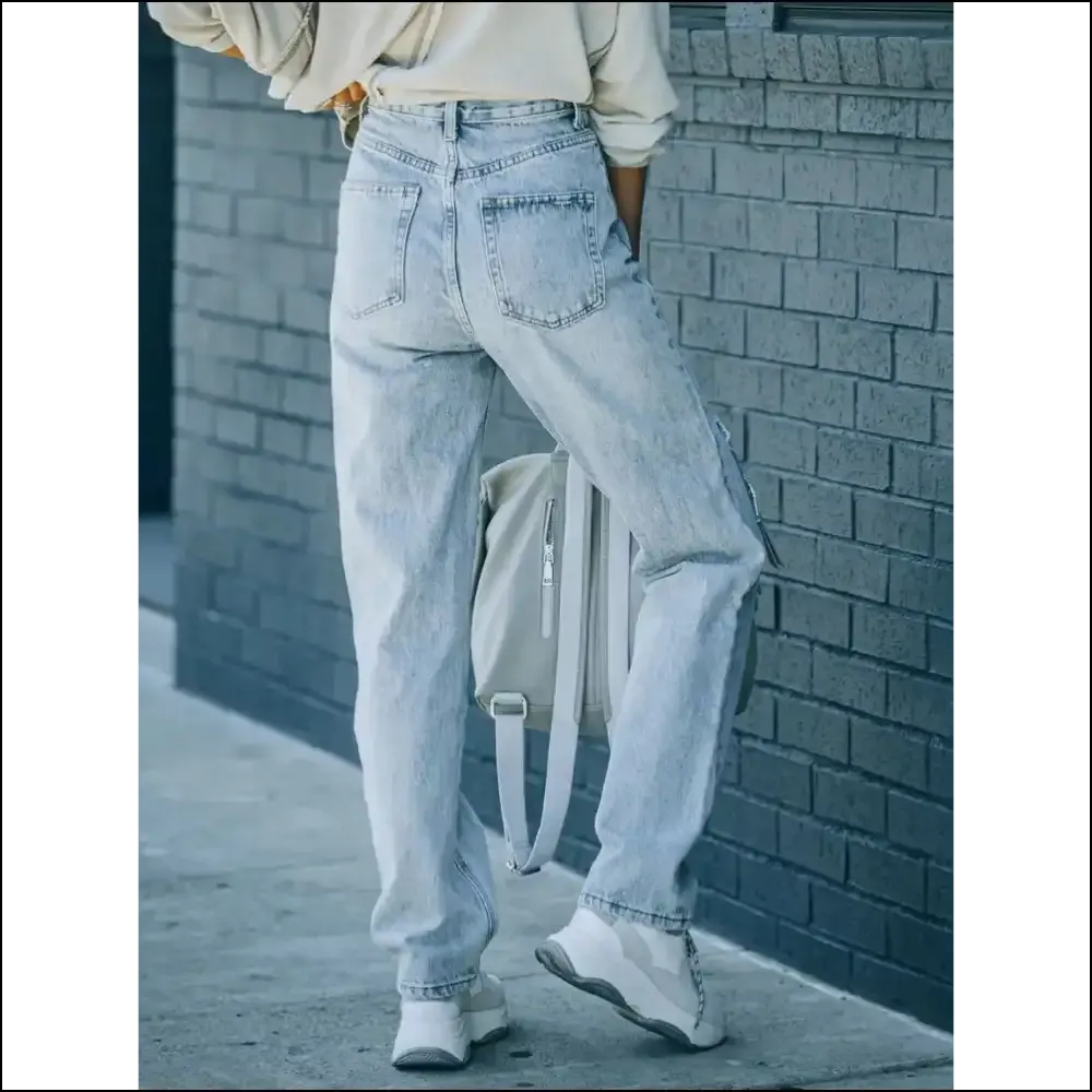 Rock your Freedom with Chic Distressed Asymmetric Waist Jeans😂✨