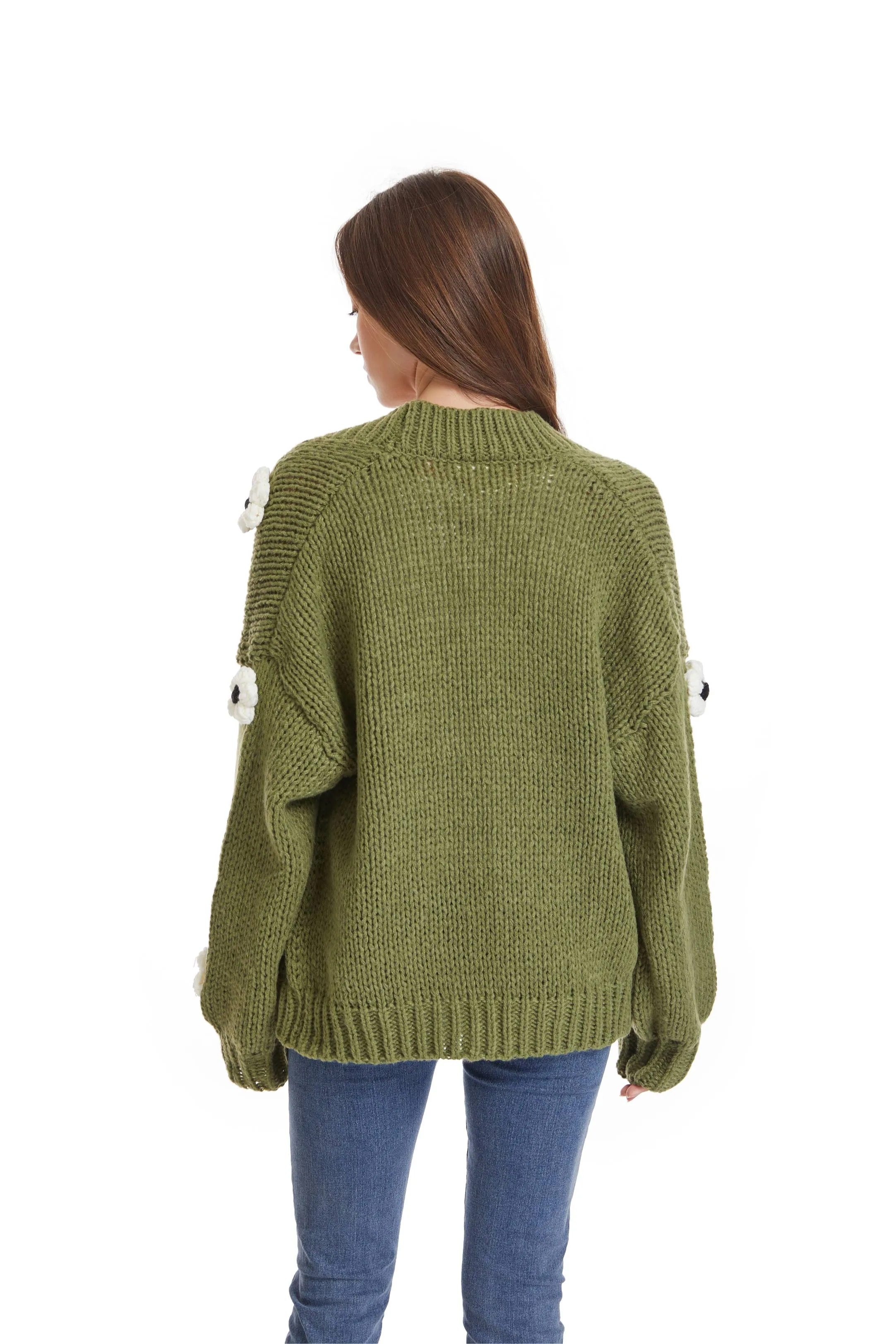 Roffe 3D Floral Knit Cardigan