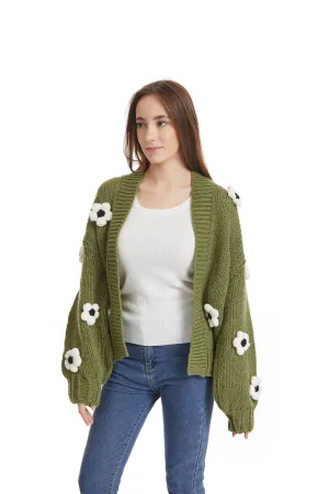 Roffe 3D Floral Knit Cardigan