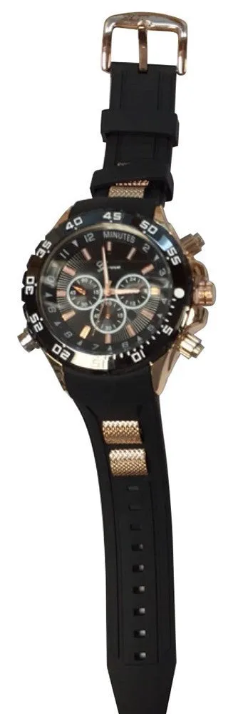 Rose Gold Black Metal Oversized Sport Watch
