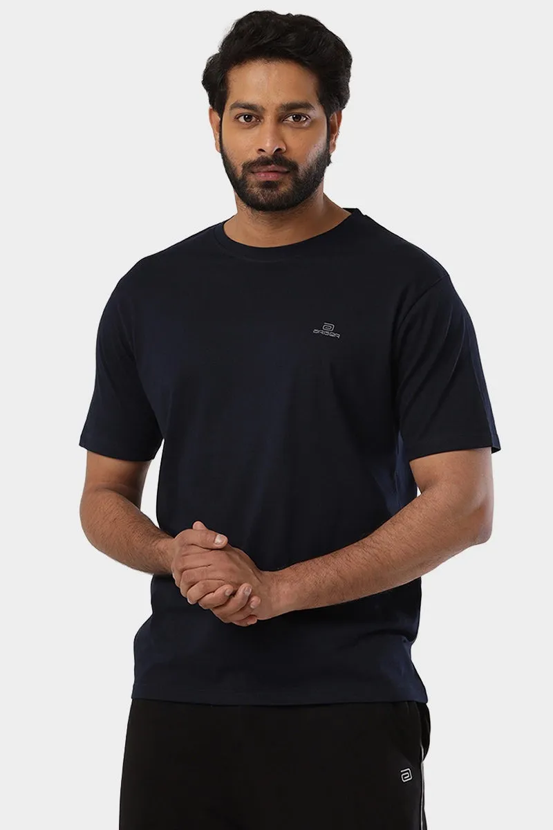 Round Neck - Dark Navy Solid T-Shirt For Men | Ariser