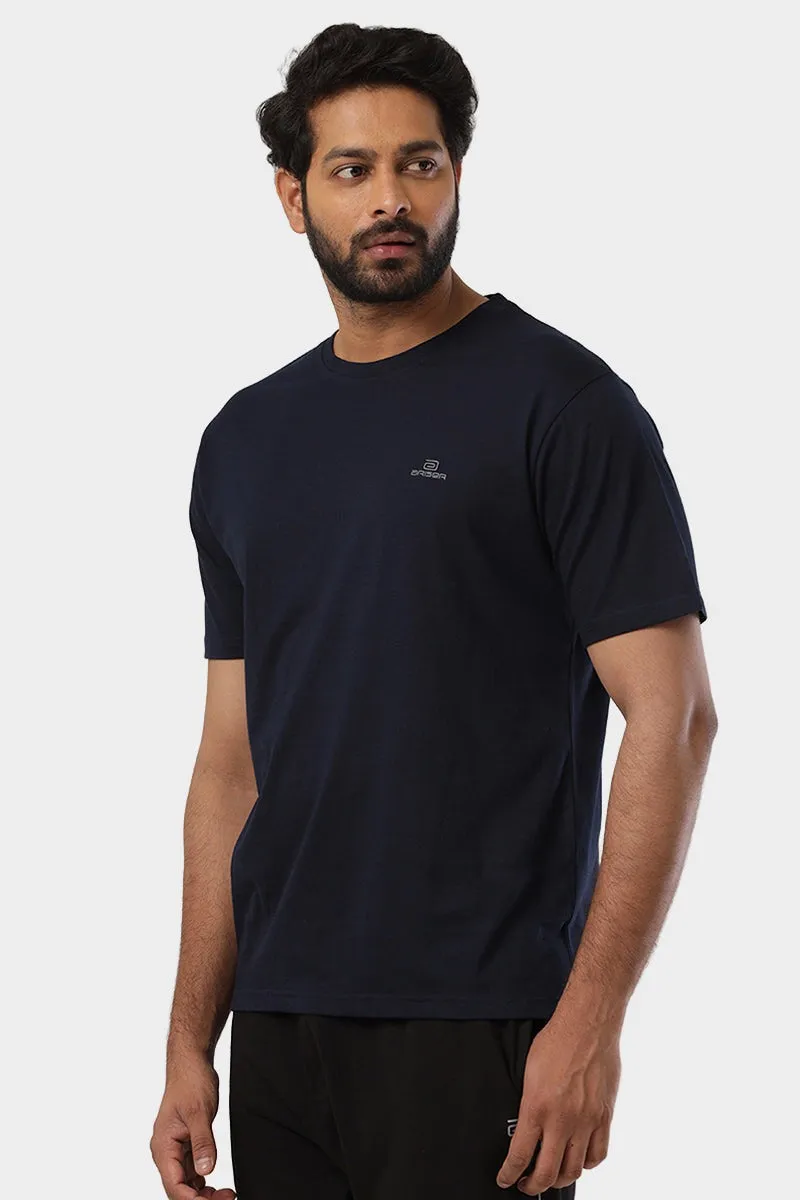Round Neck - Dark Navy Solid T-Shirt For Men | Ariser