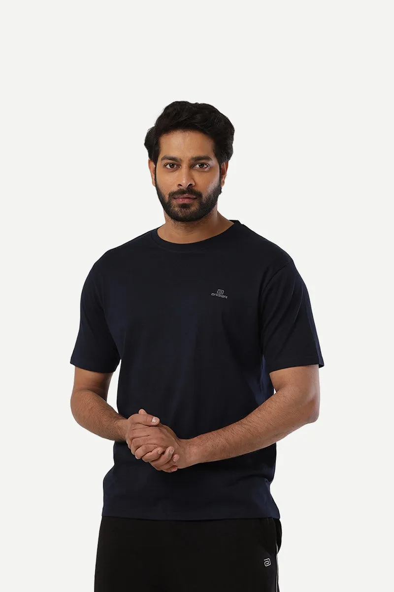 Round Neck - Dark Navy Solid T-Shirt For Men | Ariser