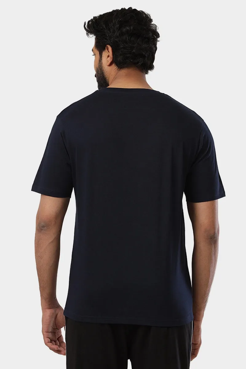Round Neck - Dark Navy Solid T-Shirt For Men | Ariser