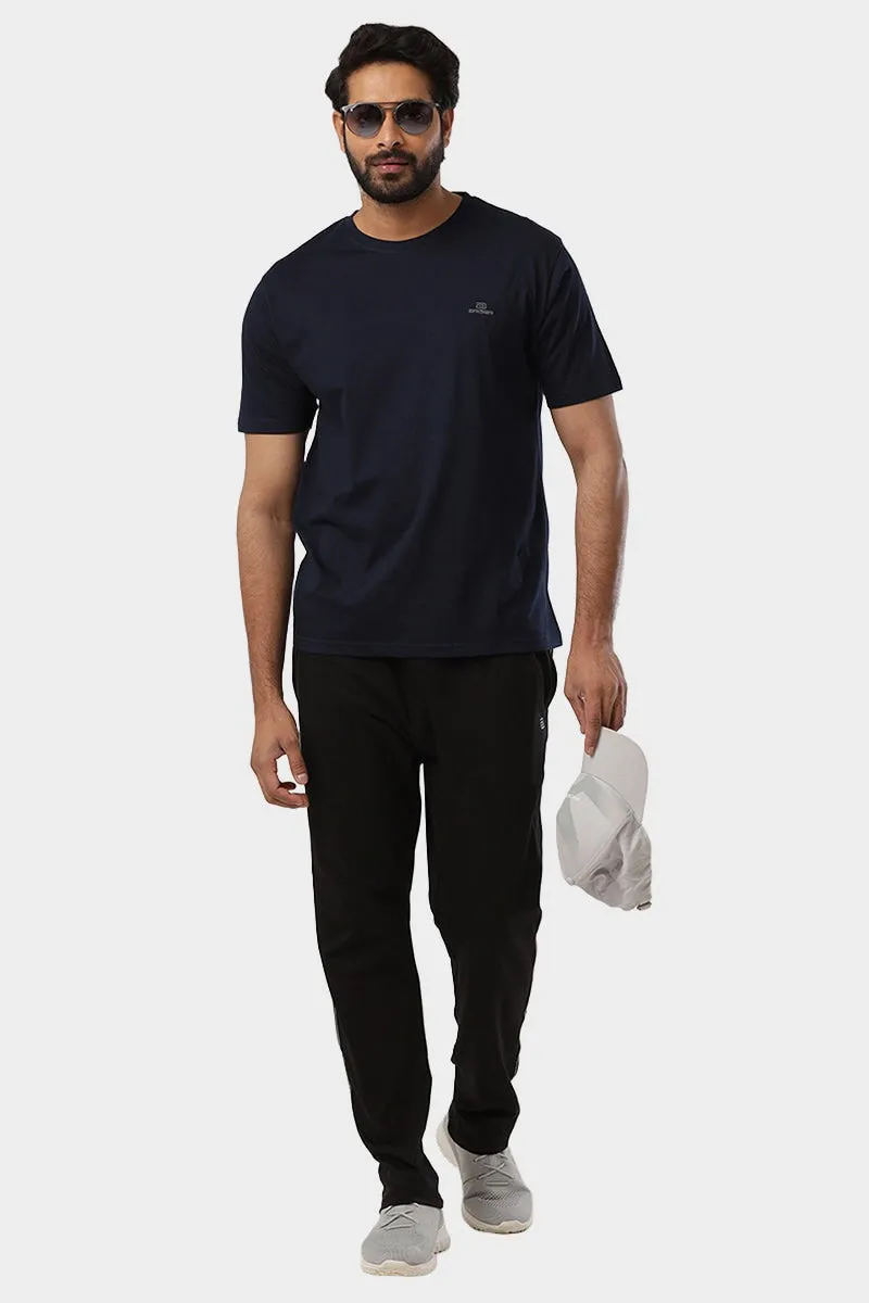 Round Neck - Dark Navy Solid T-Shirt For Men | Ariser