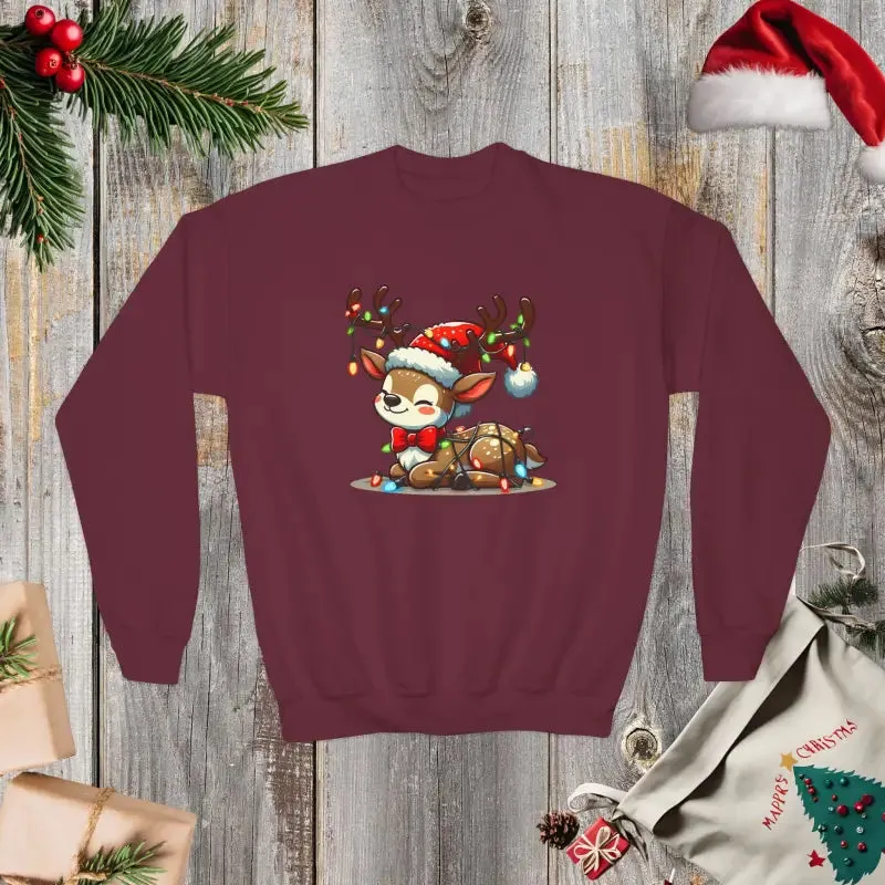 Rudolph Reindeer Kids Festive Sweatshirt Glowing Lights
