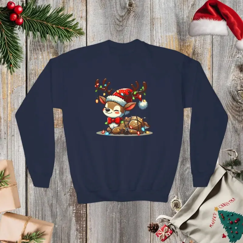 Rudolph Reindeer Kids Festive Sweatshirt Glowing Lights