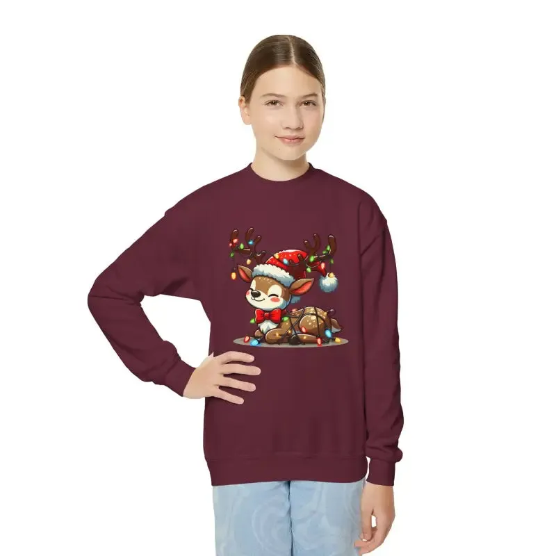 Rudolph Reindeer Kids Festive Sweatshirt Glowing Lights