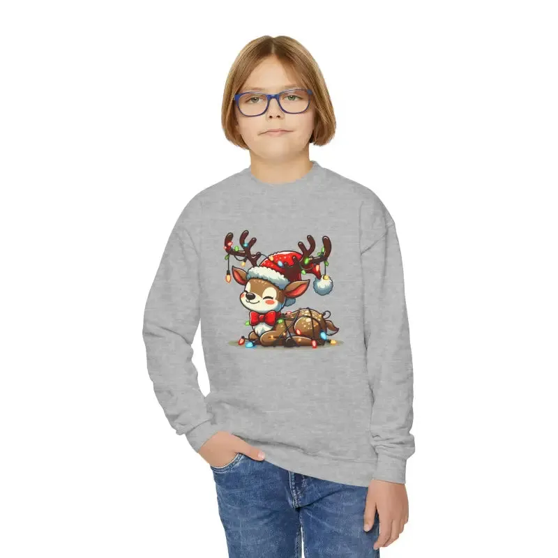 Rudolph Reindeer Kids Festive Sweatshirt Glowing Lights