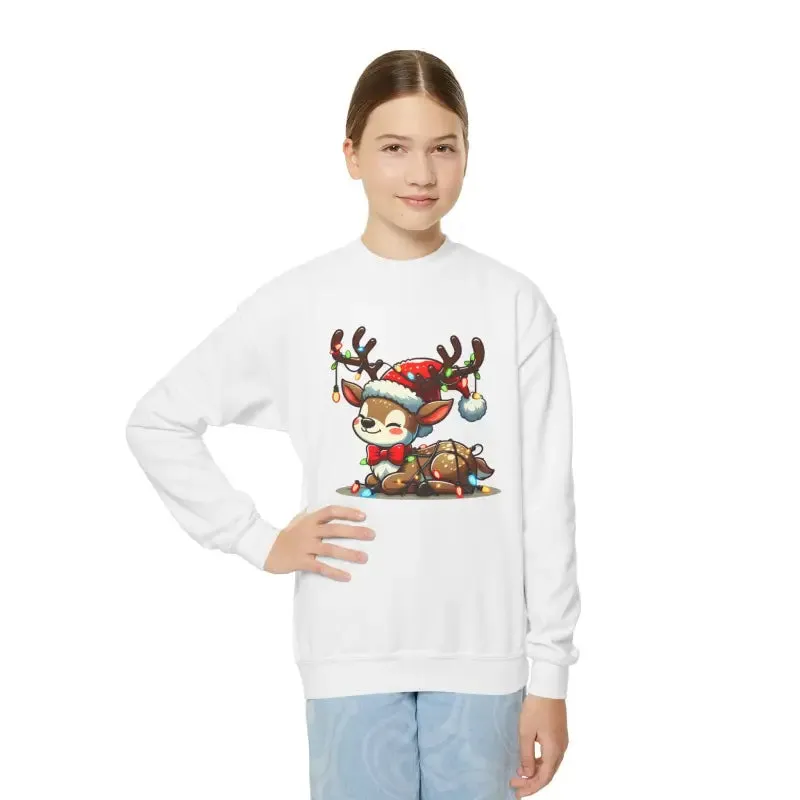 Rudolph Reindeer Kids Festive Sweatshirt Glowing Lights