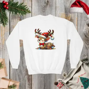 Rudolph Reindeer Kids Festive Sweatshirt Glowing Lights