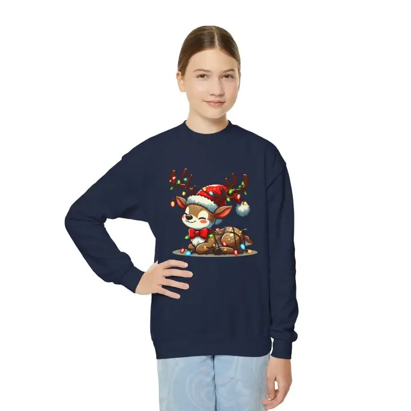 Rudolph Reindeer Kids Festive Sweatshirt Glowing Lights