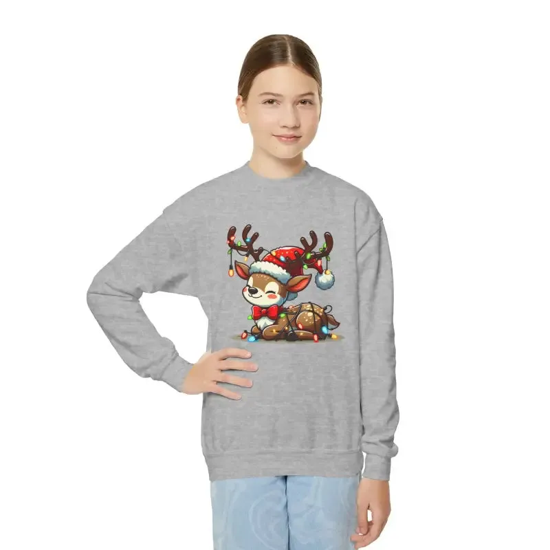 Rudolph Reindeer Kids Festive Sweatshirt Glowing Lights