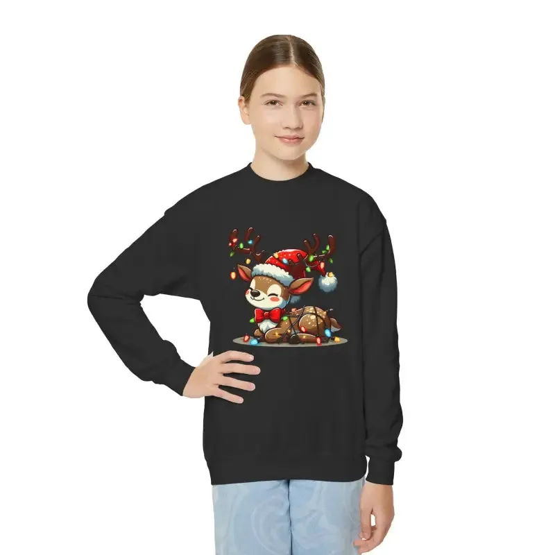 Rudolph Reindeer Kids Festive Sweatshirt Glowing Lights