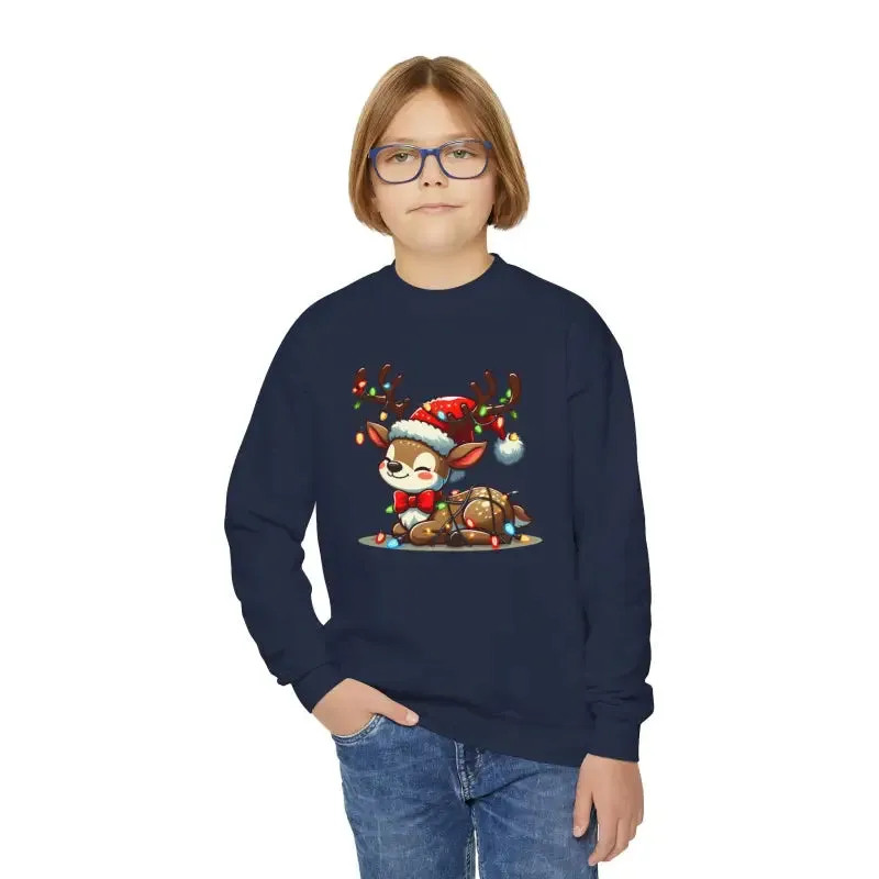 Rudolph Reindeer Kids Festive Sweatshirt Glowing Lights