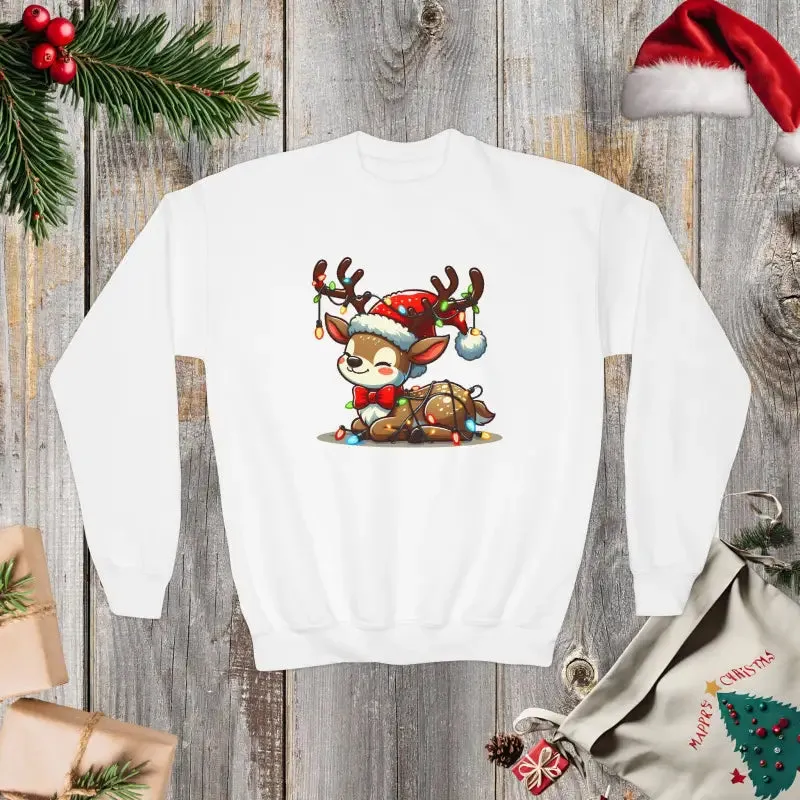 Rudolph Reindeer Kids Festive Sweatshirt Glowing Lights