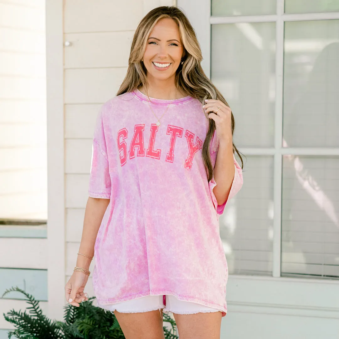 Salt Life Acid Wash Relaxed Tee, Bright Mauve