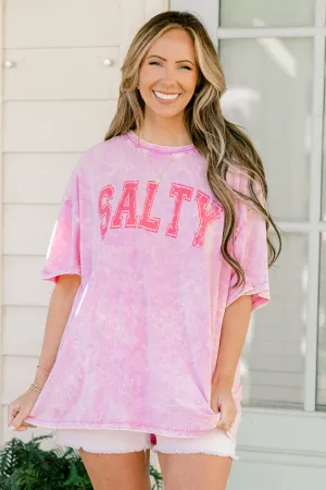 Salt Life Acid Wash Relaxed Tee, Bright Mauve