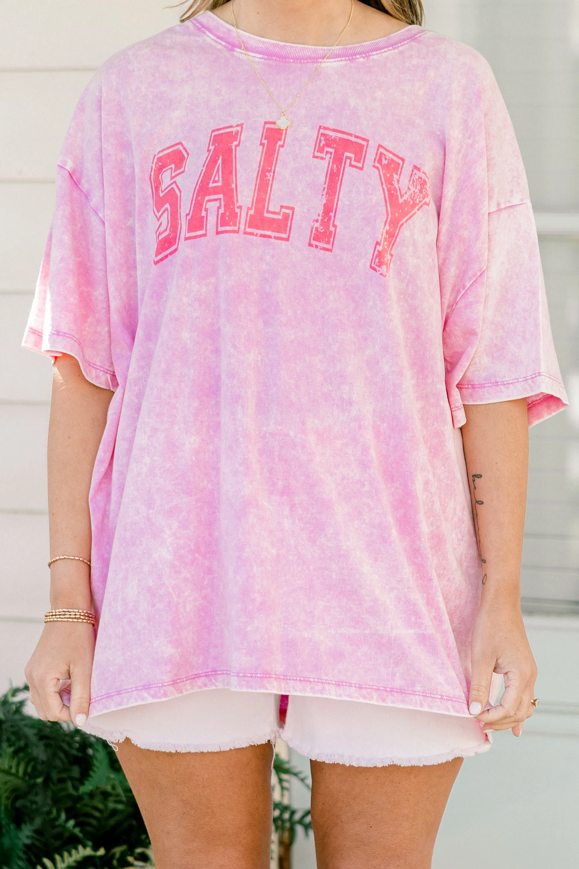 Salt Life Acid Wash Relaxed Tee, Bright Mauve