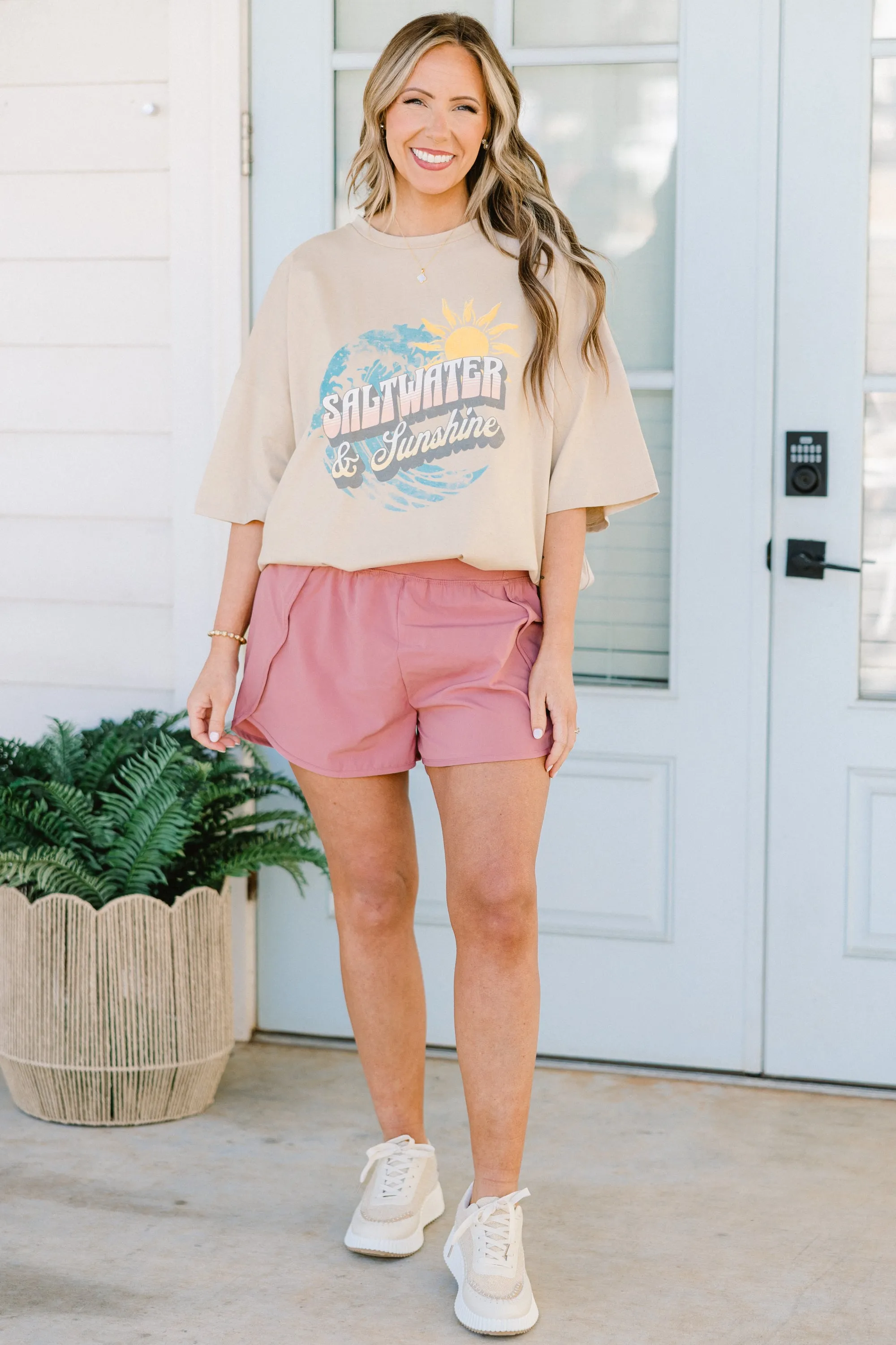 Saltwater & Sunshine Boyfriend Tee, Light Mocha