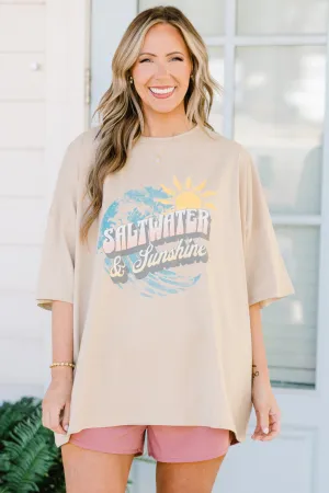 Saltwater & Sunshine Boyfriend Tee, Light Mocha