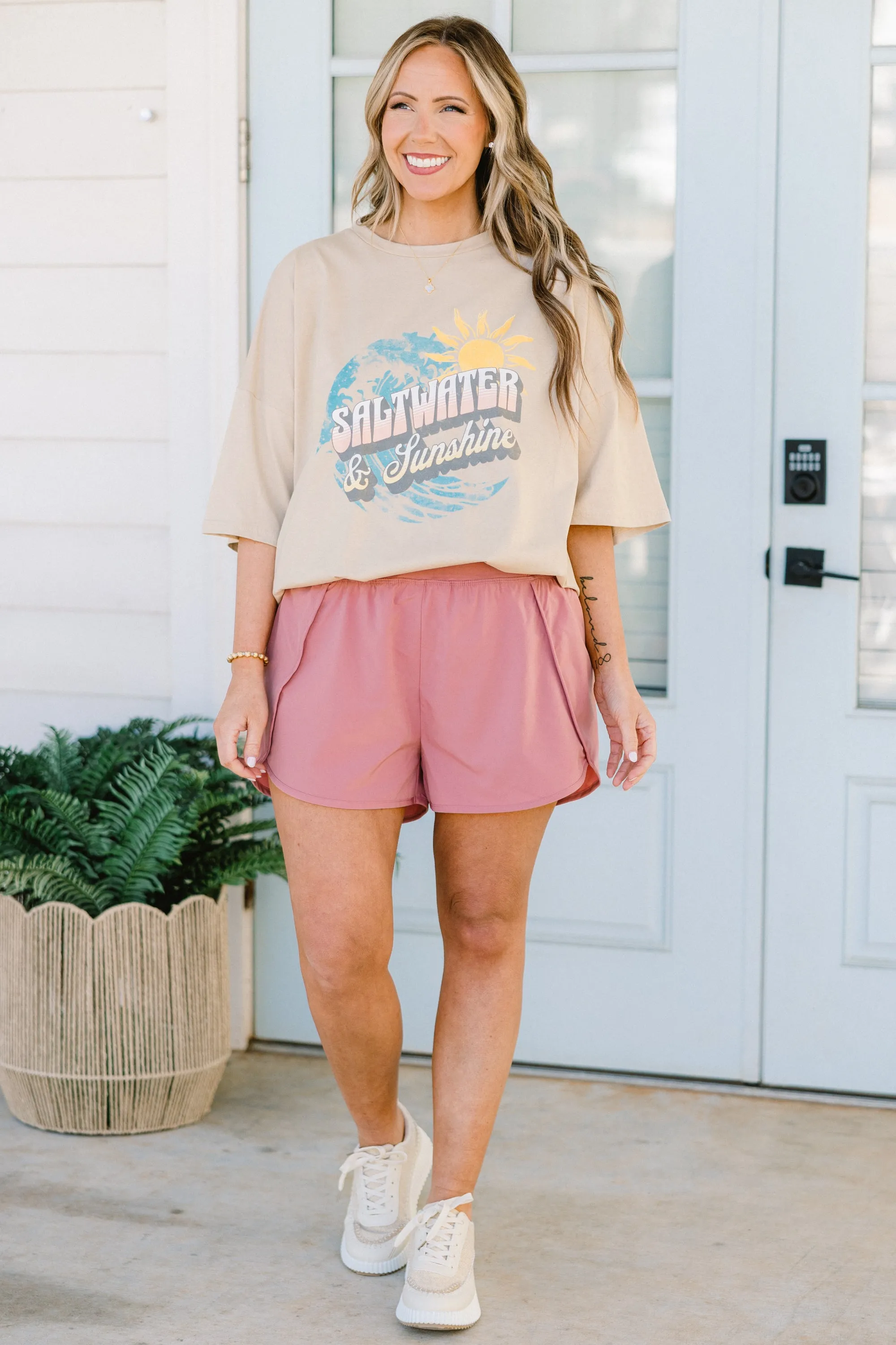 Saltwater & Sunshine Boyfriend Tee, Light Mocha