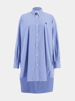 Sapphire Blue Striped Cotton Dress