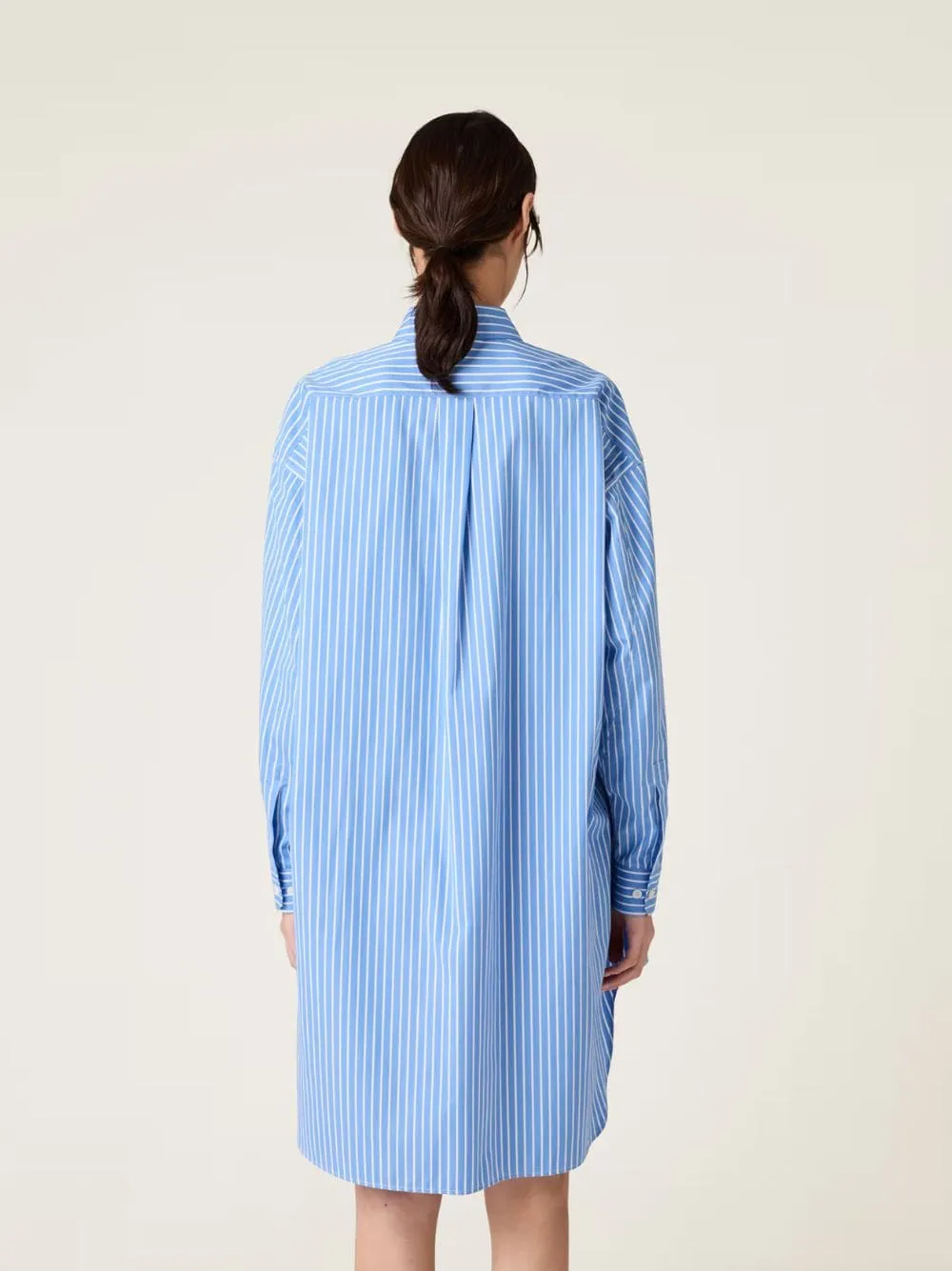 Sapphire Blue Striped Cotton Dress
