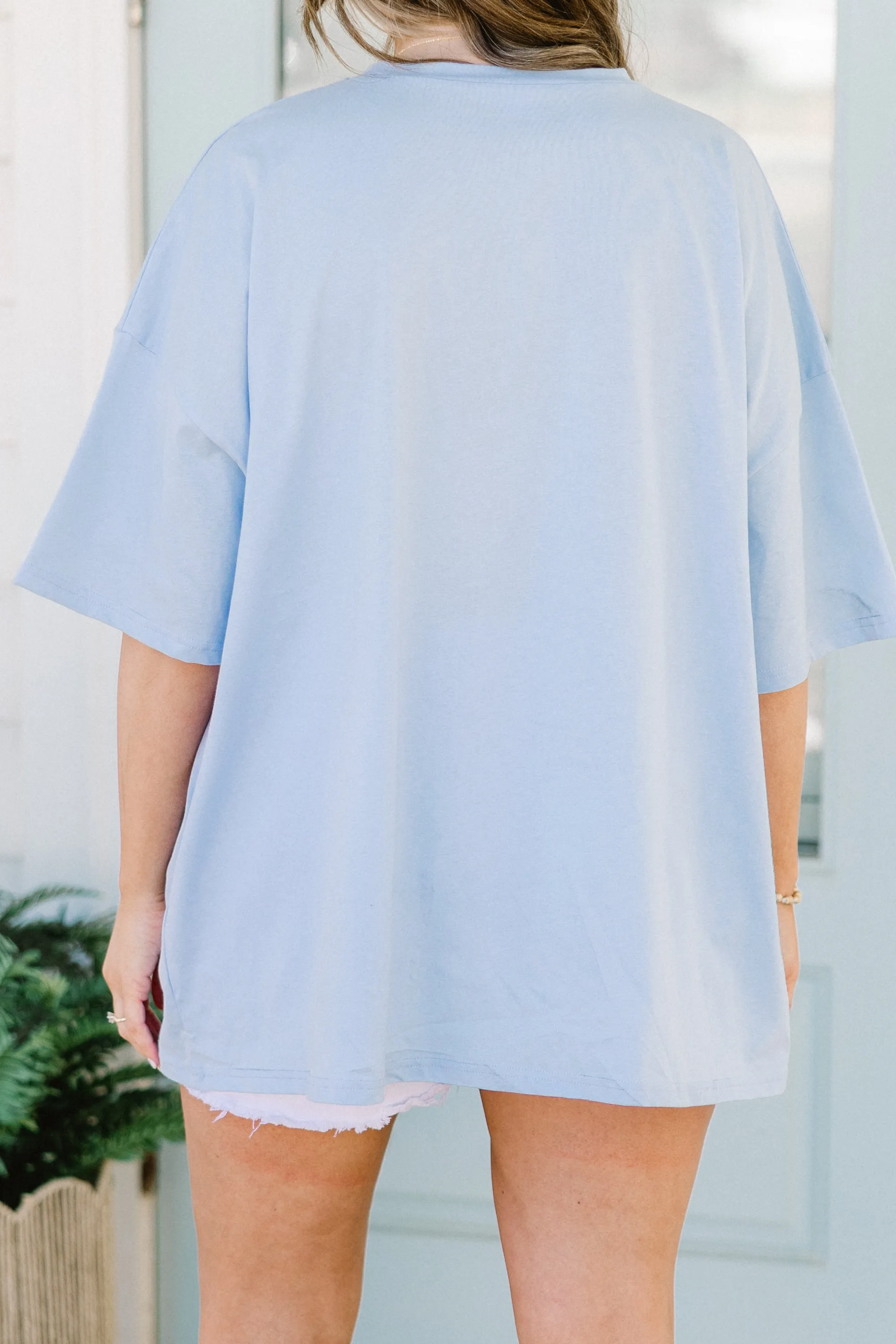 Seashell Days Boyfriend Tee, Ash Blue