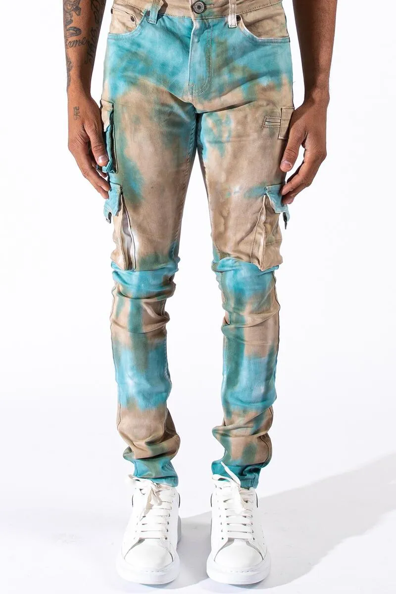Serenede Aquarius Rule Cargo Jeans (Aqua Tie Dye)