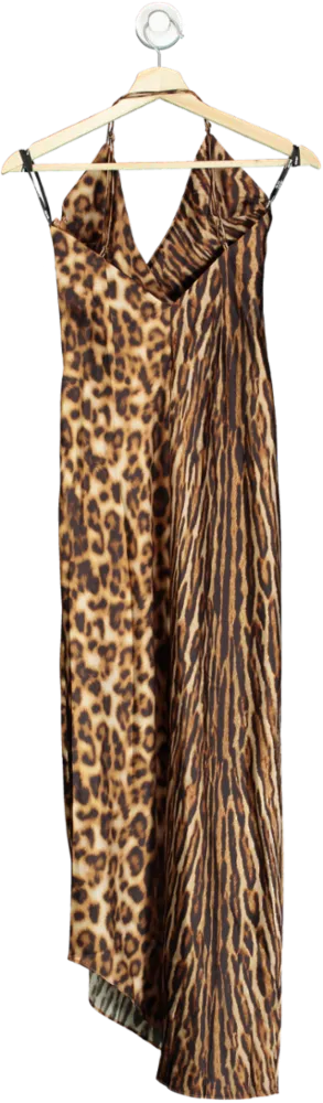 SER.O.YA Brown Leopard Print Halter Dress UK XS