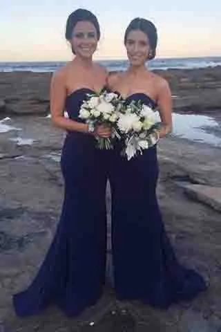 Sexy Mermaid Sweetheart Sweep Train Royal Blue Bridesmaid Dress OK448