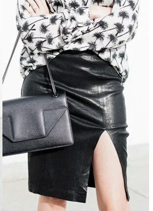 Sexy Women Bodycon Skirt PU Leather Mini Short Skirt Black Clasical Style Design