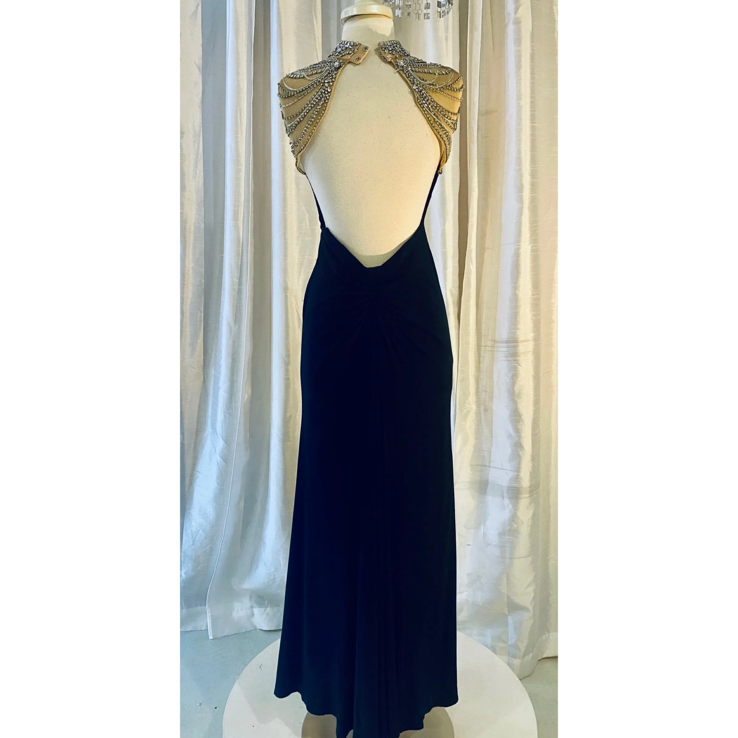 Sherri Hill 21355 Black & Silver Long High Slit Dress Size 0