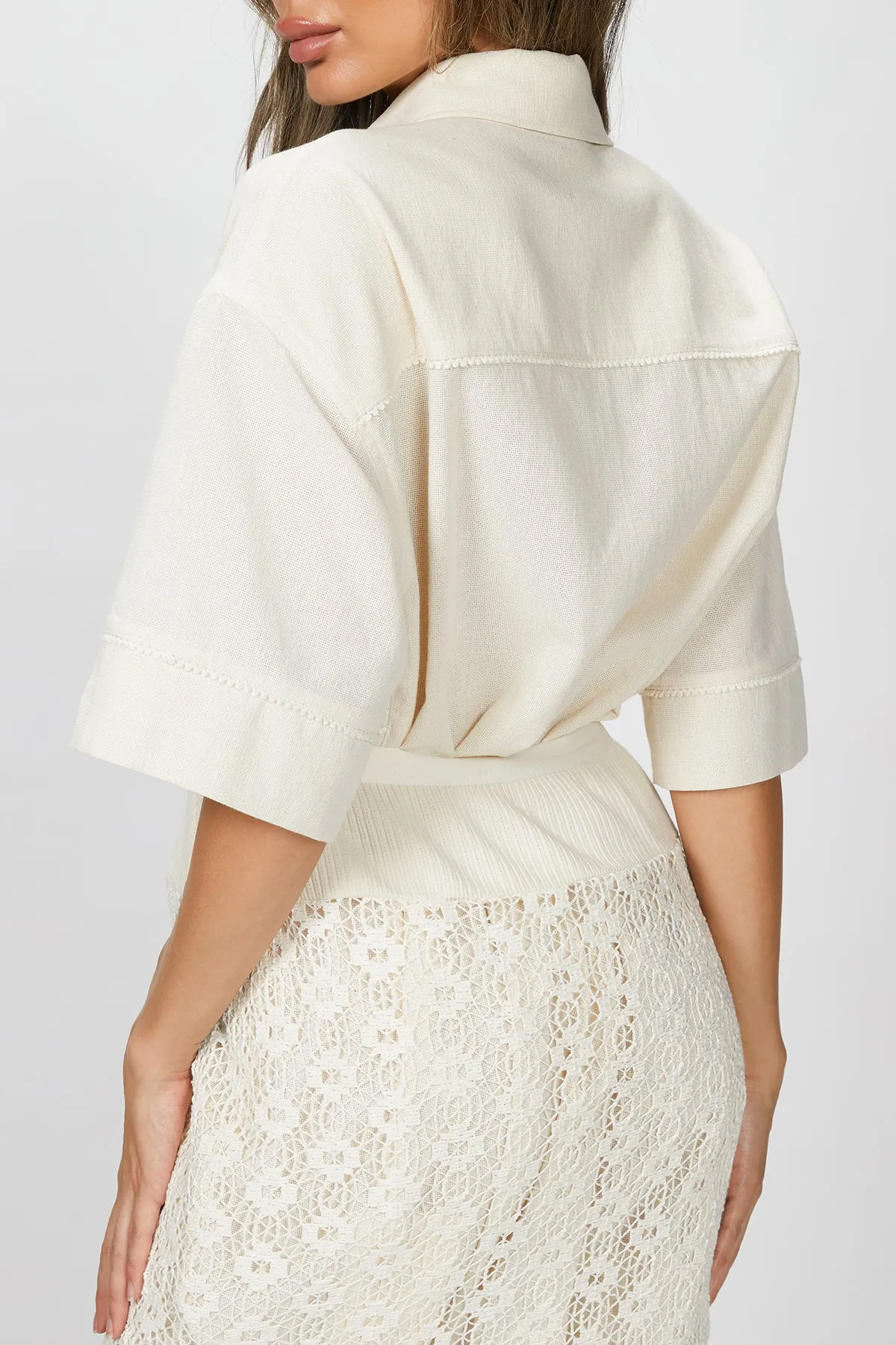 SHIRT AND CROCHET LACE SKIRT SET
