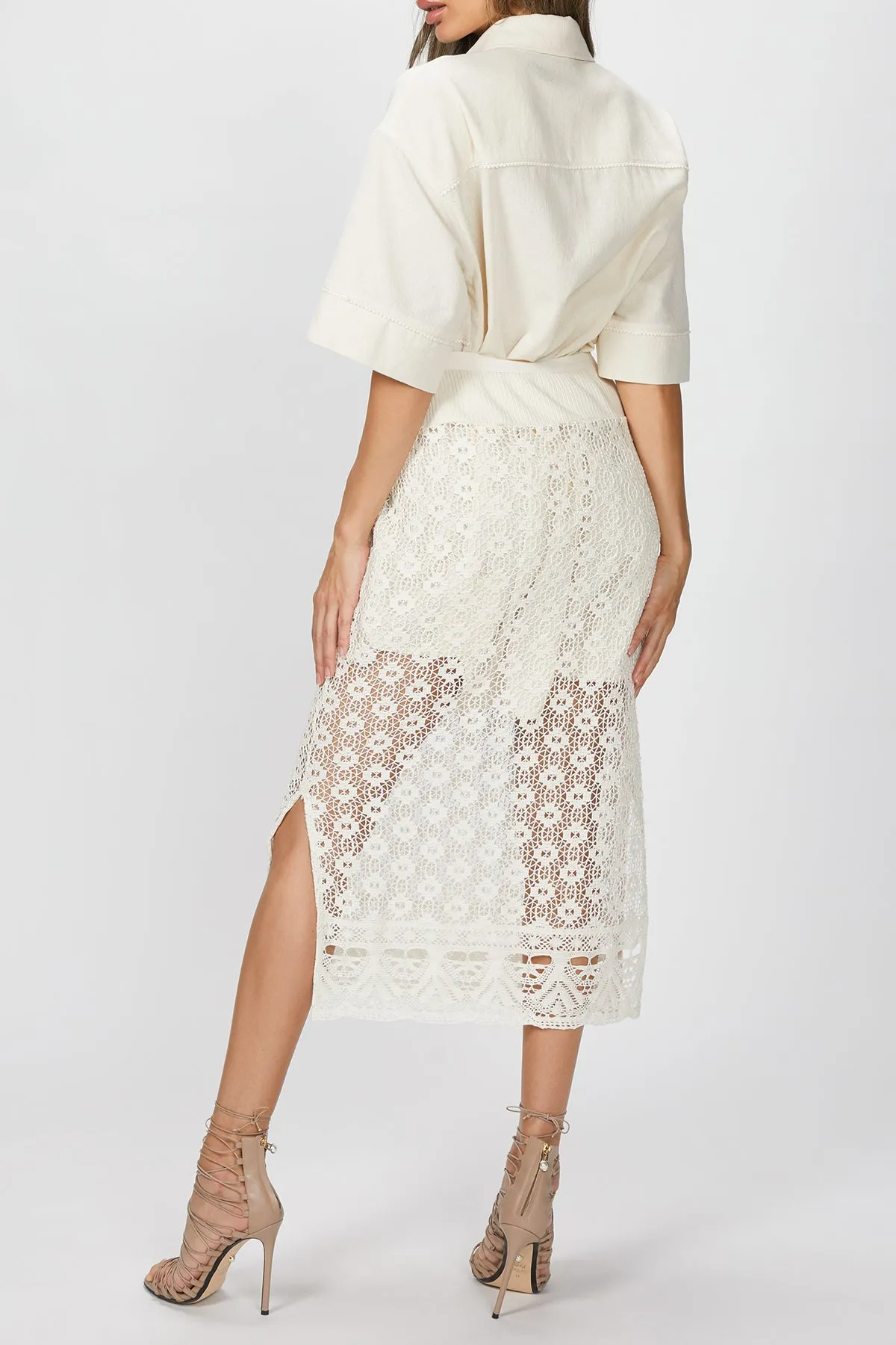 SHIRT AND CROCHET LACE SKIRT SET