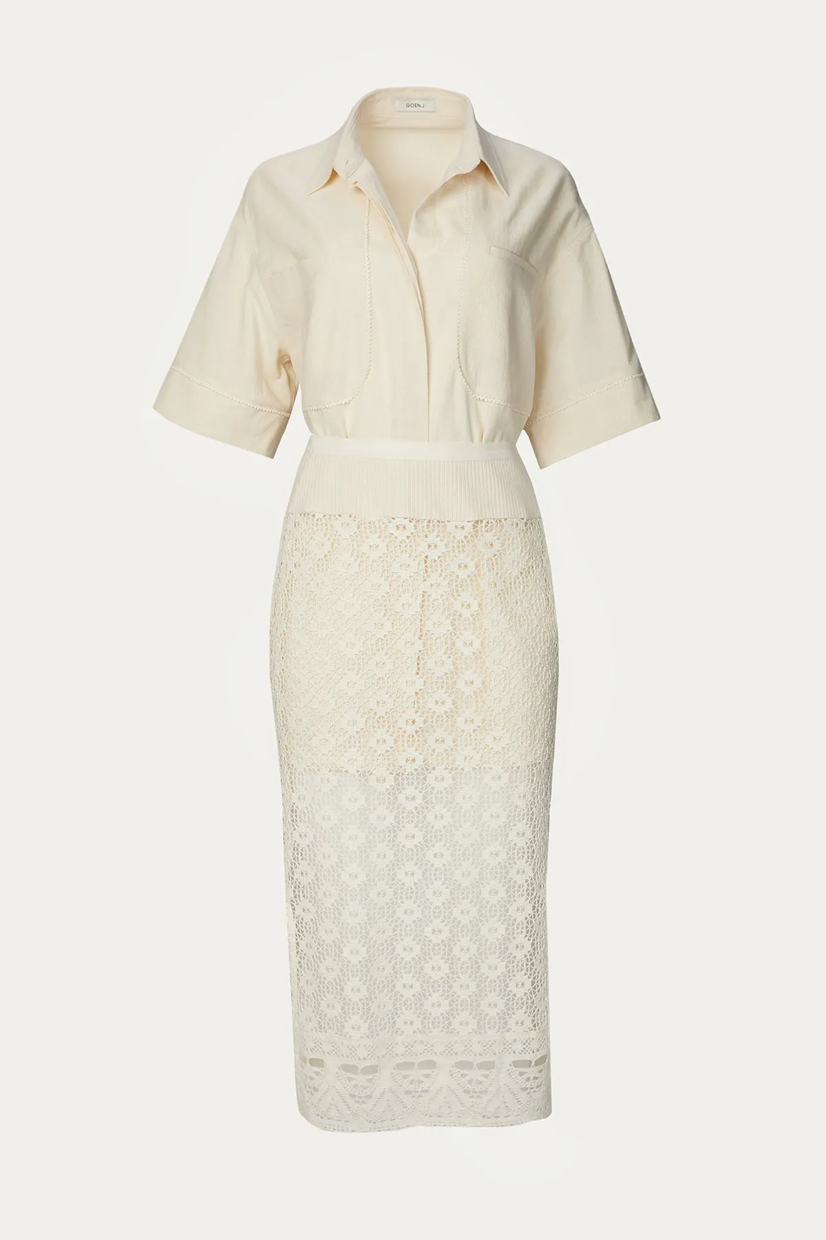 SHIRT AND CROCHET LACE SKIRT SET
