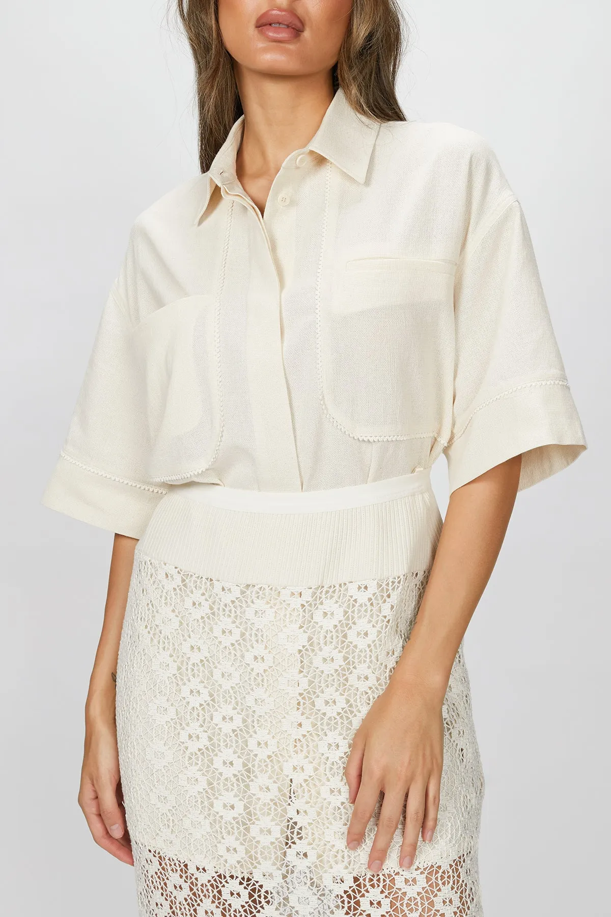 SHIRT AND CROCHET LACE SKIRT SET