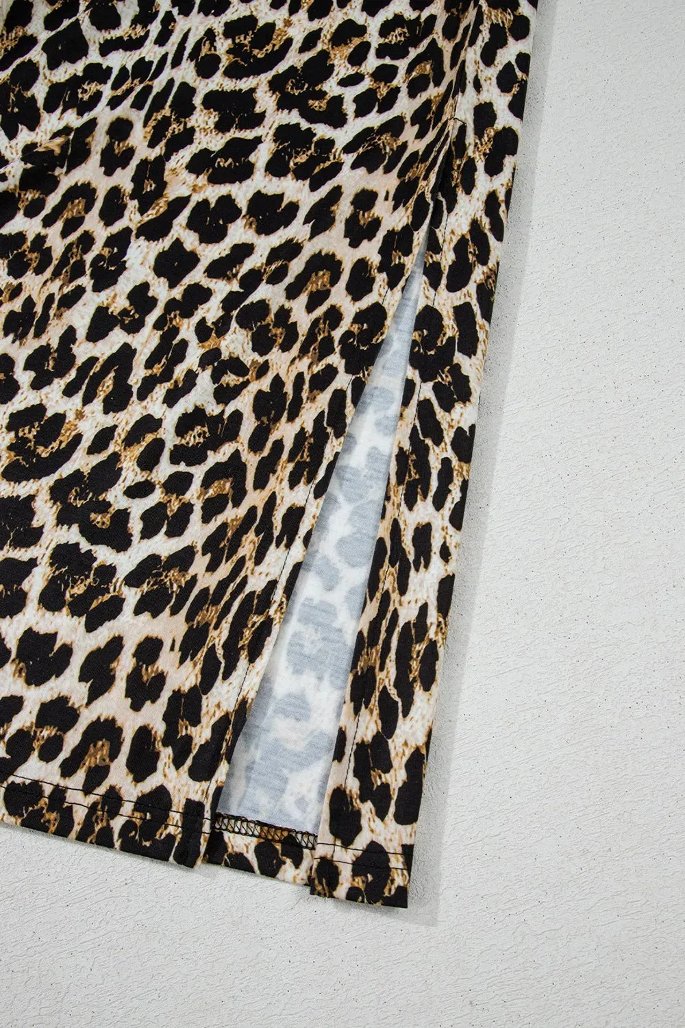 Side Slit Leopard Sleeveless Maxi Dress